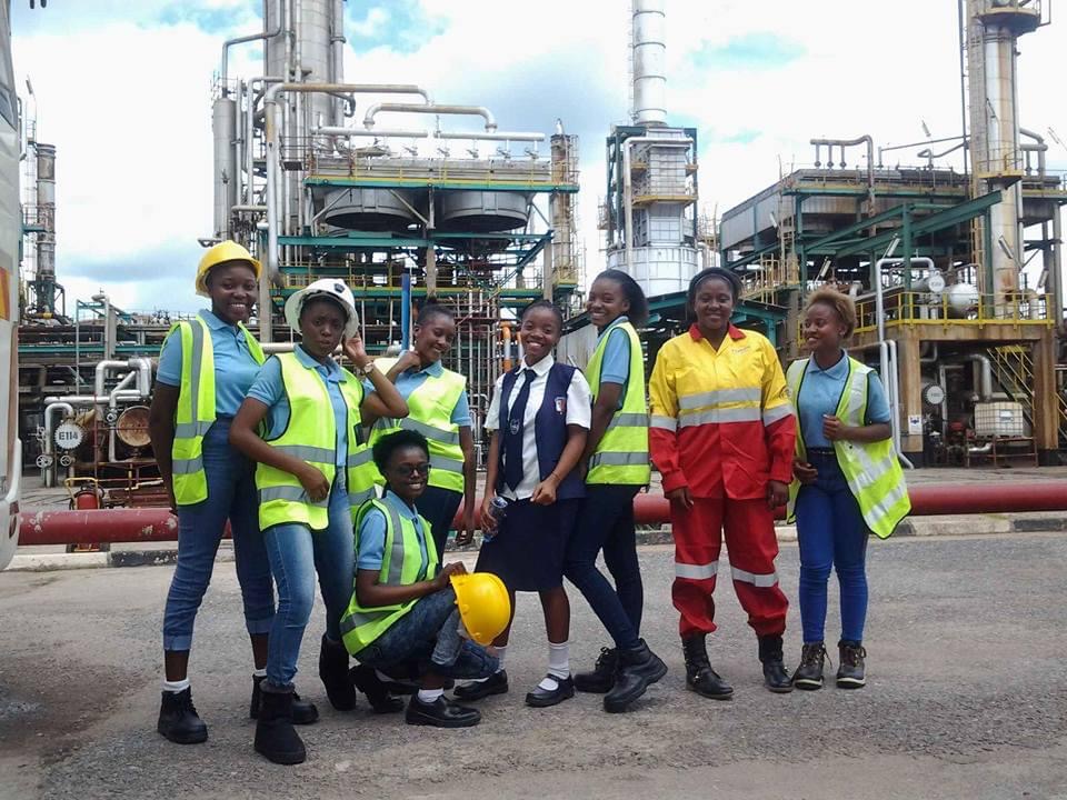 Pupils on a field trip to see how things are done in the industry