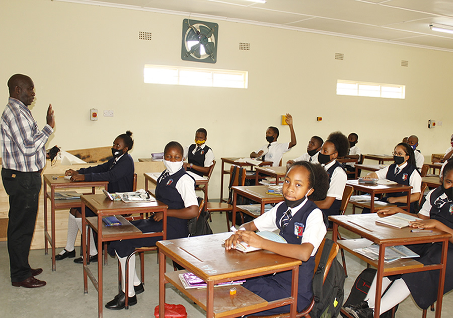 Pupils in class. Teaching and learning taking place.